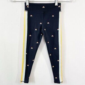 Spiritual Gangster Kids Girls Black Rainbow Track Stripe Leggings Size 6